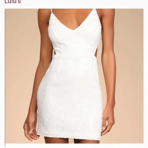 Lulus White sequin cutout bodycon mini dress